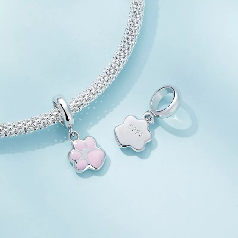 (afbeelding voor) Pandora-stijl Mini Witte Kattenpoot Hanger - SCC2476-A - Bekijken 4