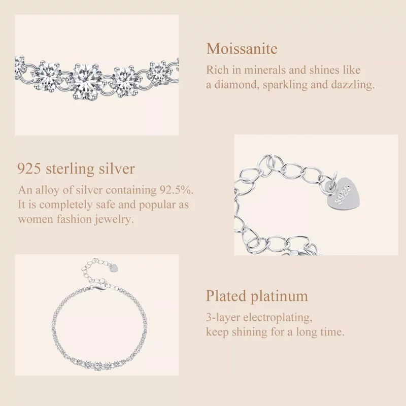 (afbeelding voor) Pandora Stijl Moissanite Armband (Één Certificaat) - MSB008 - Bekijken 6