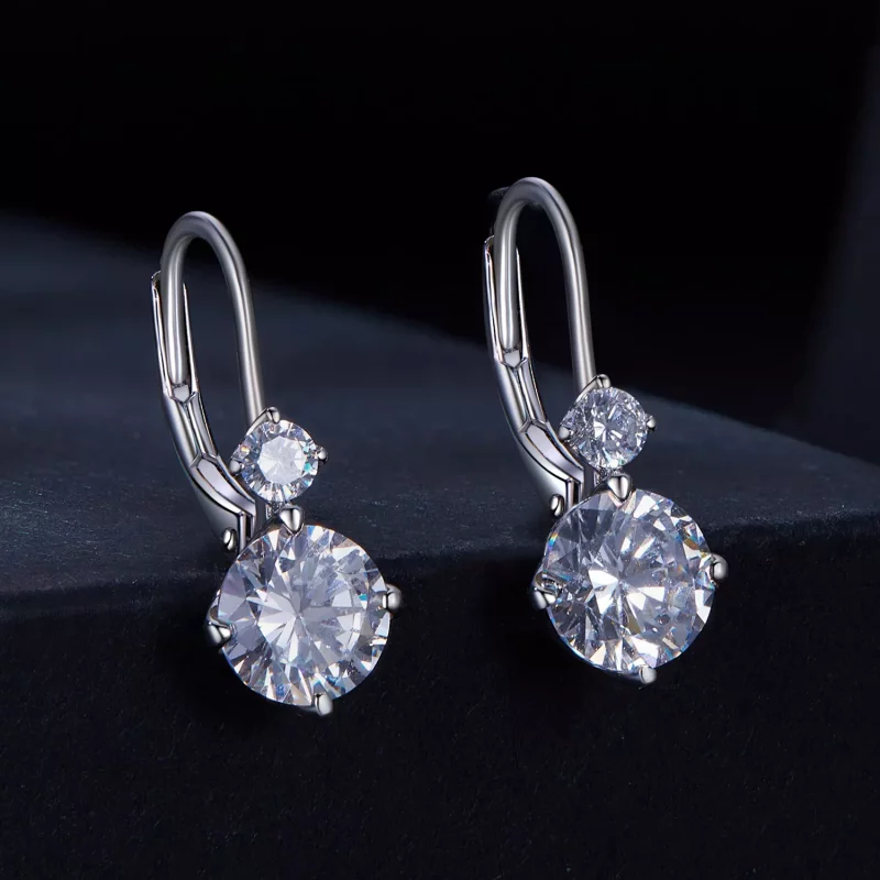 (afbeelding voor) Pandora-stijl Moissanite Oorringen (Twee Certificaten) - MSE031 - Bekijken 2