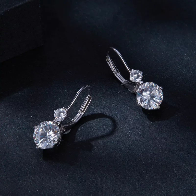 (afbeelding voor) Pandora-stijl Moissanite Oorringen (Twee Certificaten) - MSE031 - Bekijken 3