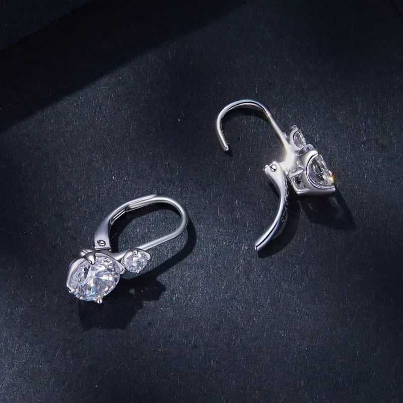 (afbeelding voor) Pandora-stijl Moissanite Oorringen (Twee Certificaten) - MSE031 - Bekijken 4