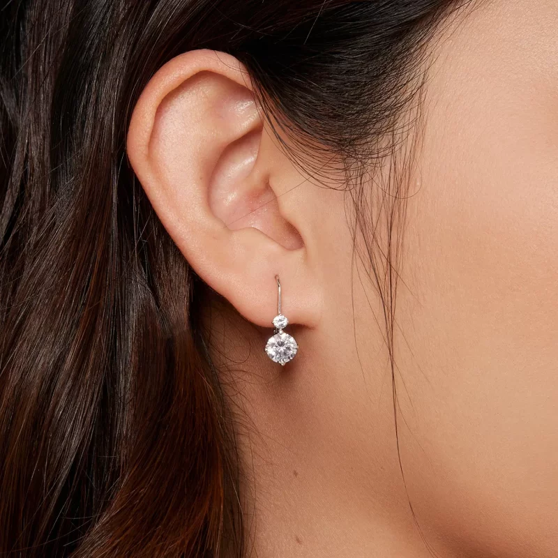 (afbeelding voor) Pandora-stijl Moissanite Oorringen (Twee Certificaten) - MSE031 - Bekijken 6