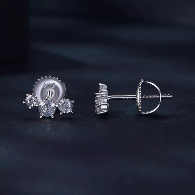 (afbeelding voor) Pandora-stijl Moissanite Studs Oorbellen (Één Certificaat) - MSE034 - Bekijken 3