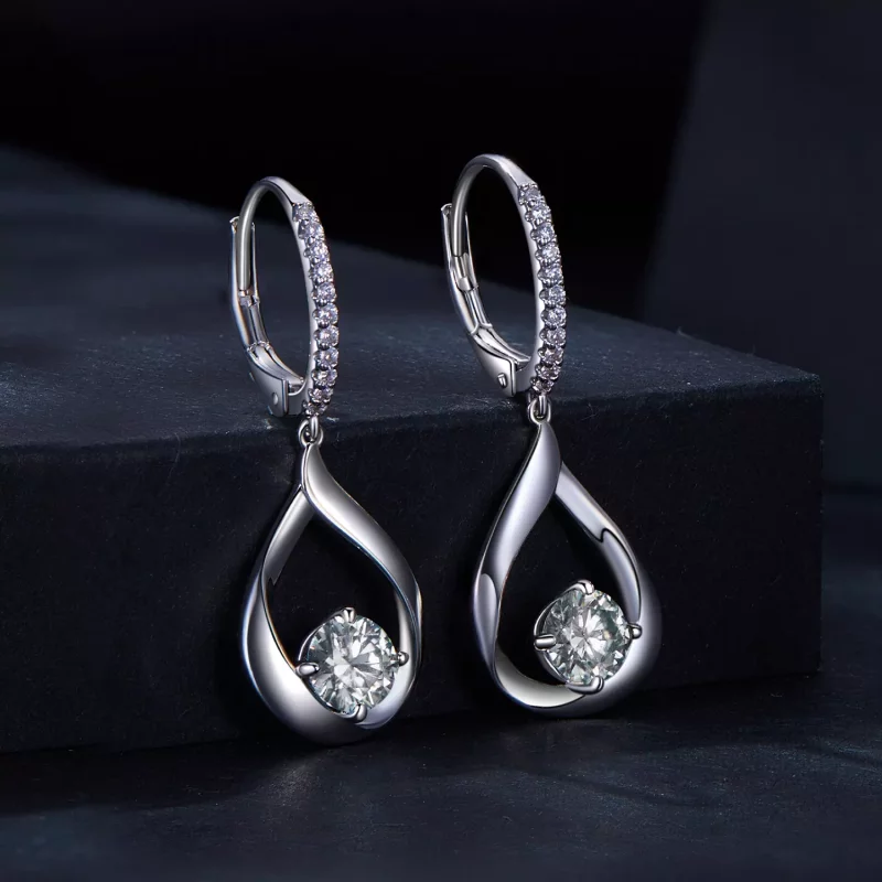 (afbeelding voor) Pandora Stijl Oorbellen met Druppelvormige Moissanite Steen (Twee Certificaten) - Bekijken 2