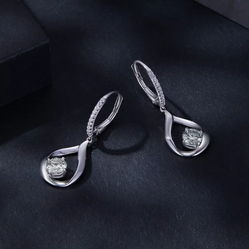 (afbeelding voor) Pandora Stijl Oorbellen met Druppelvormige Moissanite Steen (Twee Certificaten) - Bekijken 3