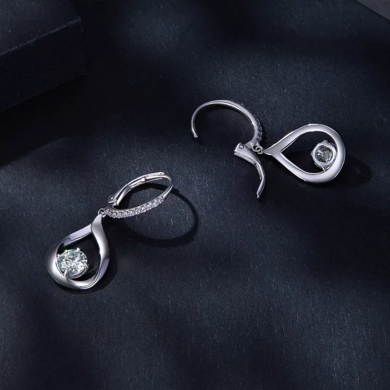 (afbeelding voor) Pandora Stijl Oorbellen met Druppelvormige Moissanite Steen (Twee Certificaten) - Bekijken 4