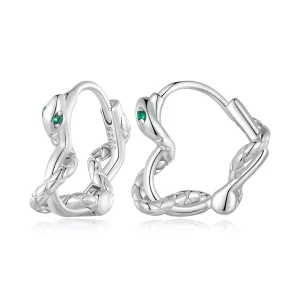 Pandora-stijl Oorbellen met Hartvormige Geestige Slangen - BSE911 (afbeelding voor) Pandora-stijl Oorbellen met Hartvormige Geestige Slangen - BSE911