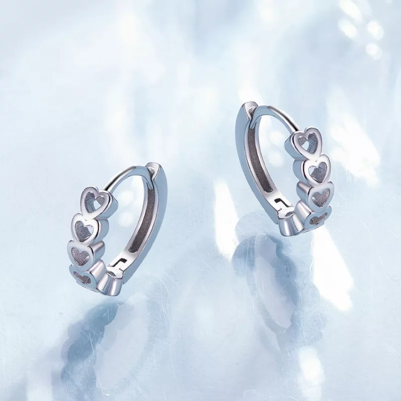 (afbeelding voor) Pandora-stijl Oorbellen met Hartvormige Hoepel - BSE880 - Bekijken 3