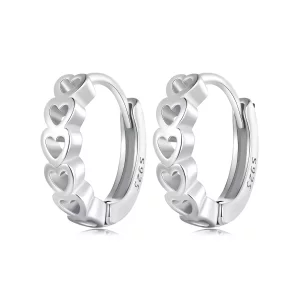 Pandora-stijl Oorbellen met Hartvormige Hoepel - BSE880 (afbeelding voor) Pandora-stijl Oorbellen met Hartvormige Hoepel - BSE880