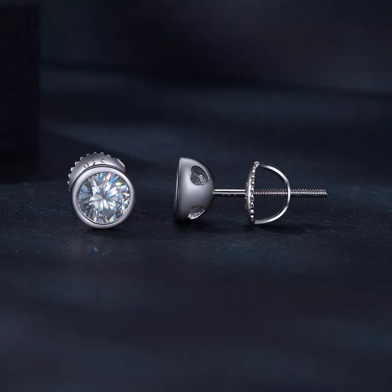 (afbeelding voor) Pandora-stijl Oorringen met Bezel-gezette Moissanite Studs - MSE026 - Bekijken 3