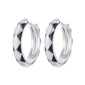(afbeelding voor) Pandora-stijl Oorringen met een diamantvormig patroon - SCE1611-BK