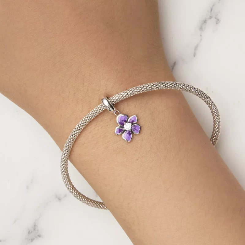 (afbeelding voor) Pandora-stijl Paarse Bloem Hanger - SCC2556 - Bekijken 6