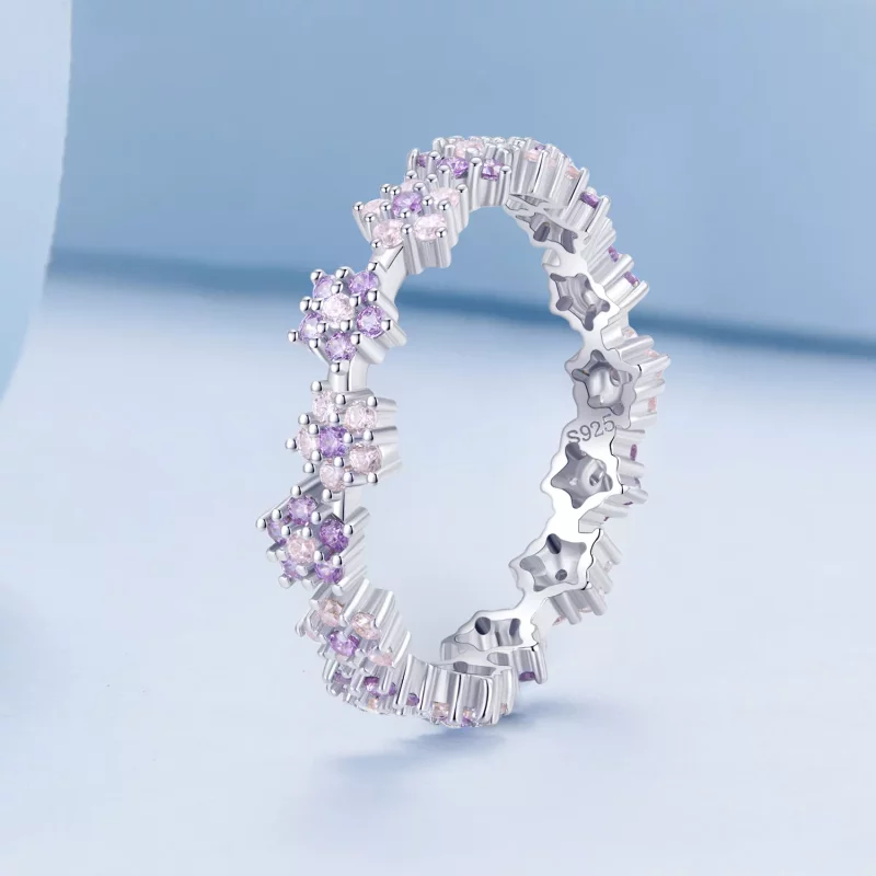 (afbeelding voor) Pandora Stijl Paarse Bloem Prachtige Zirkonia Ring - BSR359 - Bekijken 2