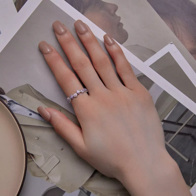 (afbeelding voor) Pandora Stijl Paarse Bloem Prachtige Zirkonia Ring - BSR359 - Bekijken 5
