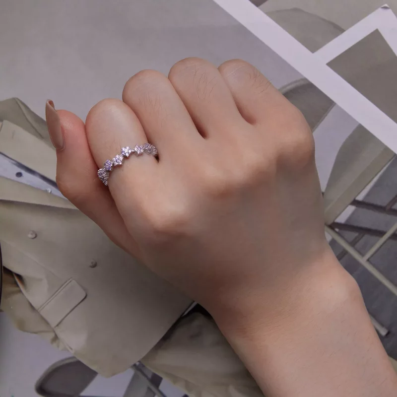 (afbeelding voor) Pandora Stijl Paarse Bloem Prachtige Zirkonia Ring - BSR359 - Bekijken 6
