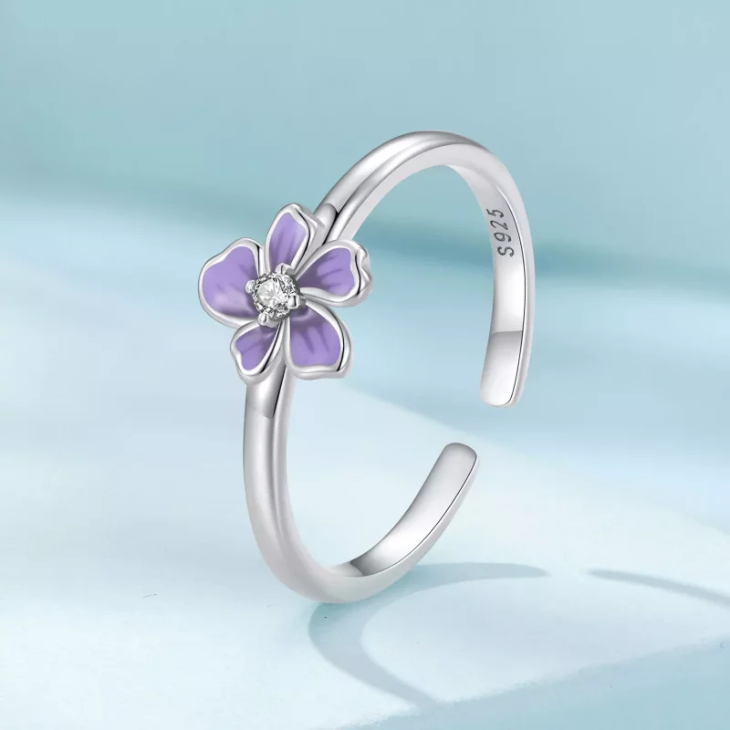 (afbeelding voor) Pandora Stijl Paarse Bloemenring - SCR976-E - Bekijken 2