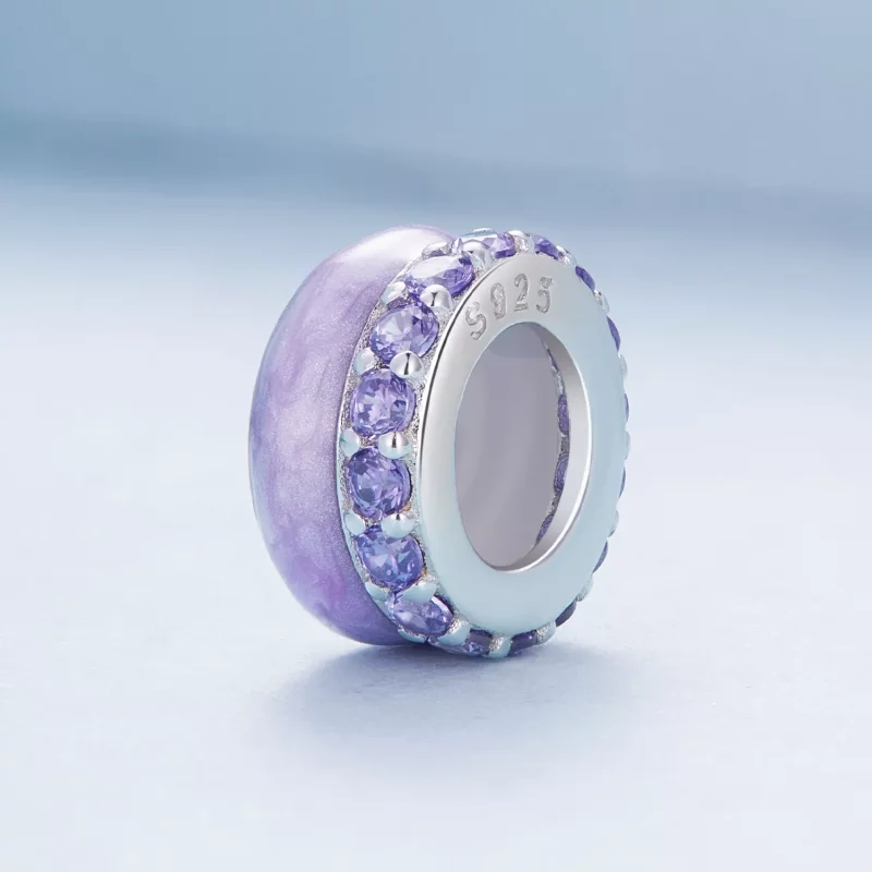 (afbeelding voor) Pandora Stijl Paarse Dubbele Laag Silicone Spacer - BSC883-VT - Bekijken 2