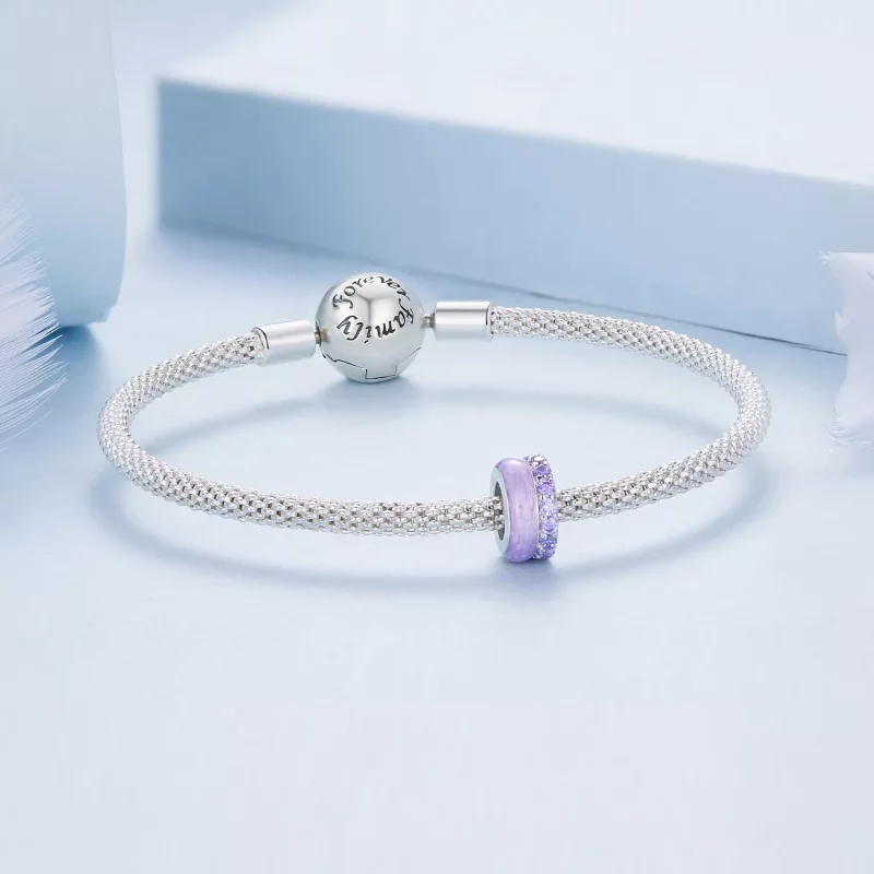 (afbeelding voor) Pandora Stijl Paarse Dubbele Laag Silicone Spacer - BSC883-VT - Bekijken 5
