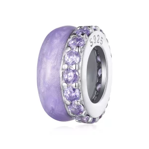 (afbeelding voor) Pandora Stijl Paarse Dubbele Laag Silicone Spacer - BSC883-VT