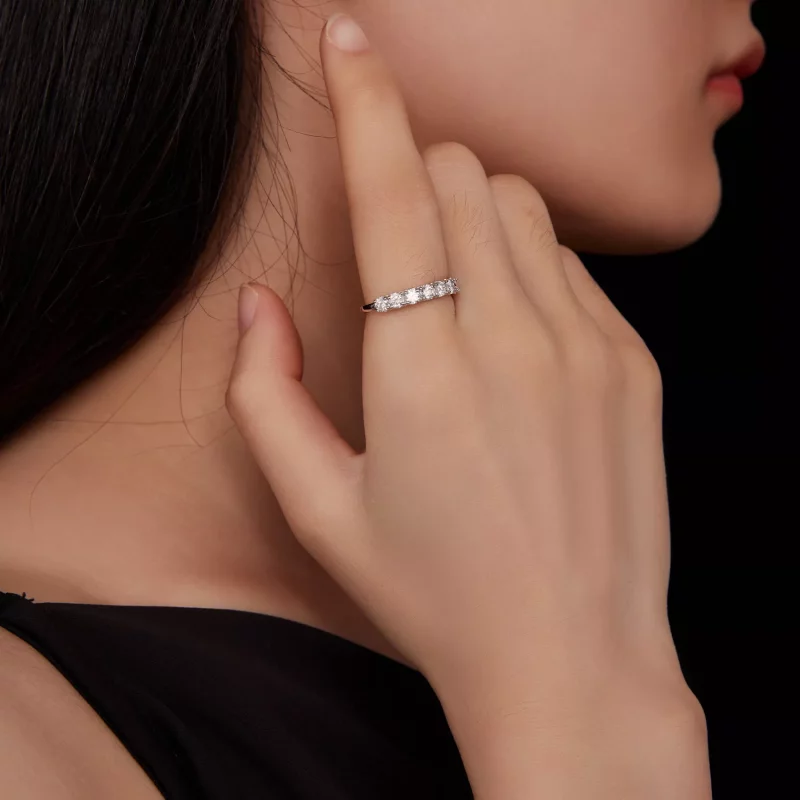 (afbeelding voor) Pandora Stijl Patroon Moissanite Ring (Eén Certificaat) - MSR015 - Bekijken 6