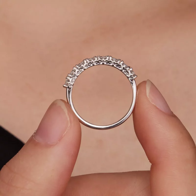 (afbeelding voor) Pandora Stijl Patroon Moissanite Ring (Eén Certificaat) - MSR015 - Bekijken 7
