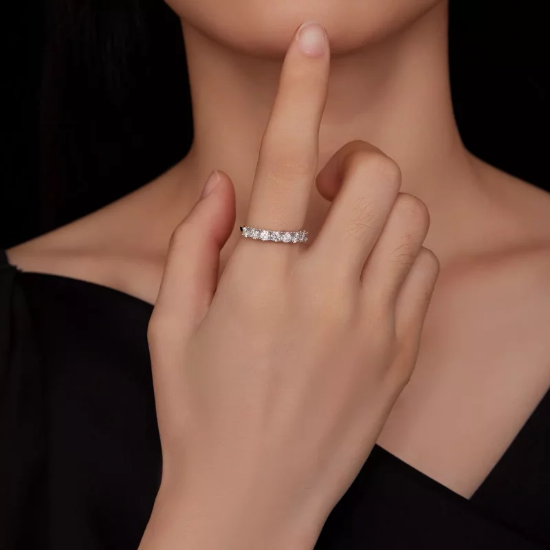 (afbeelding voor) Pandora Stijl Patroon Moissanite Ring (Eén Certificaat) - MSR015 - Bekijken 8