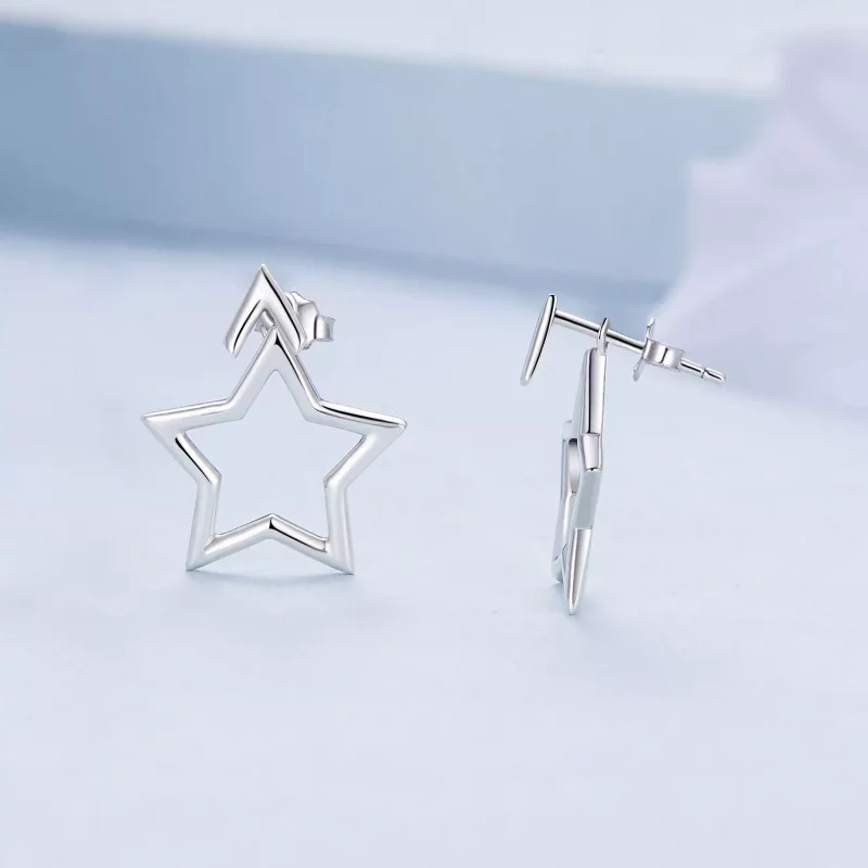 (afbeelding voor) Pandora-stijl Pentagram Studs Oorbellen - BSE901 - Bekijken 3