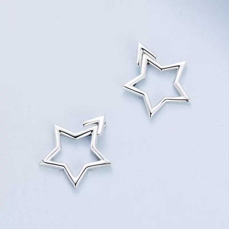 (afbeelding voor) Pandora-stijl Pentagram Studs Oorbellen - BSE901 - Bekijken 4