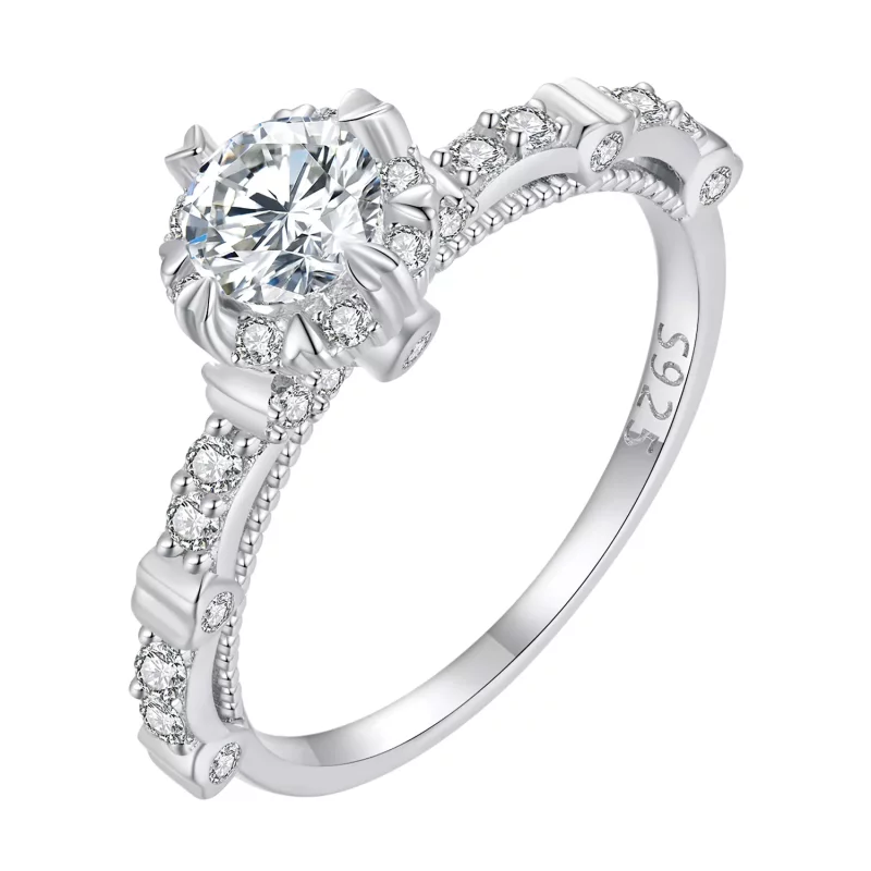 (afbeelding voor) Pandora stijl Prachtige Moissanite Ring - MSR023 - Bekijken 8