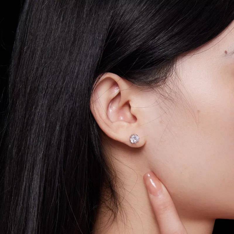 (afbeelding voor) Pandora-stijl Prachtige Moissanite Studs Oorbellen (Twee Certificaten) - MSE016- - Bekijken 5