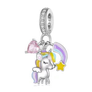 (afbeelding voor) Pandora-stijl Regenboog Eenhoorn Hanger - SCC2468