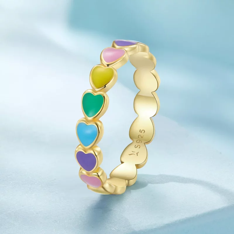 (afbeelding voor) Pandora-stijl Regenboog Hart Ring - SCR444-B - Bekijken 2