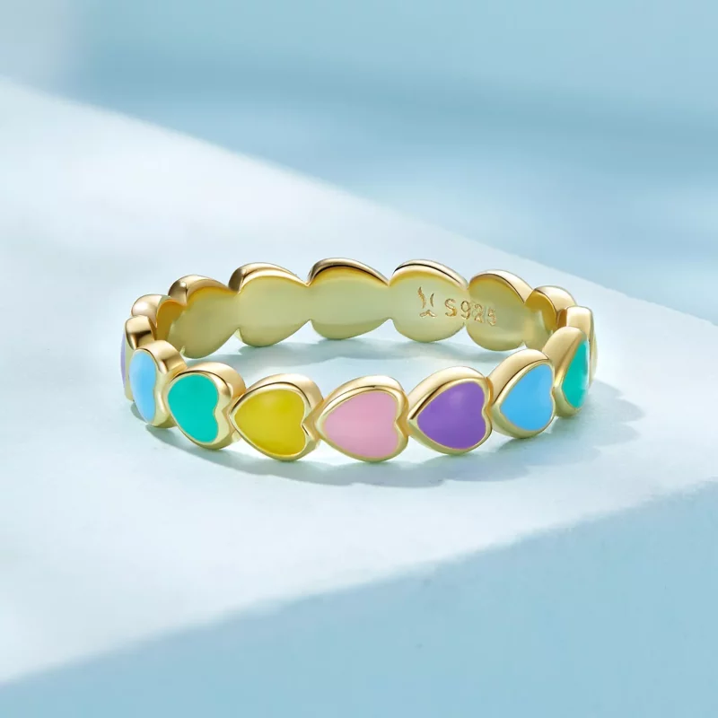 (afbeelding voor) Pandora-stijl Regenboog Hart Ring - SCR444-B - Bekijken 3