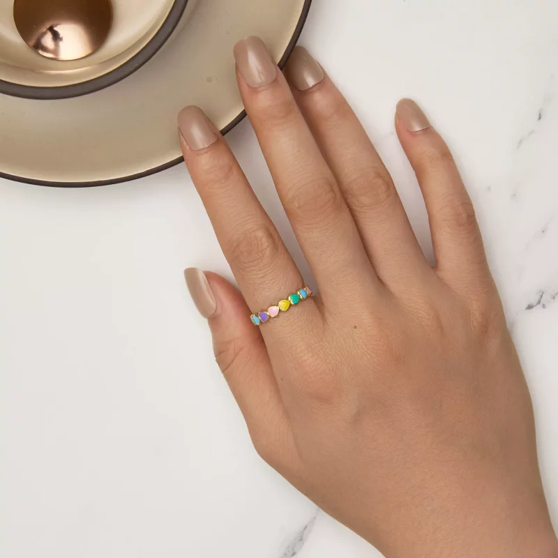 (afbeelding voor) Pandora-stijl Regenboog Hart Ring - SCR444-B - Bekijken 5