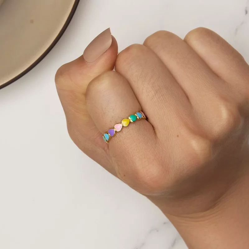 (afbeelding voor) Pandora-stijl Regenboog Hart Ring - SCR444-B - Bekijken 6