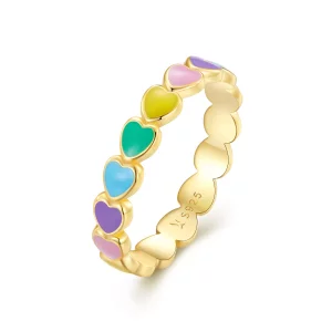 (afbeelding voor) Pandora-stijl Regenboog Hart Ring - SCR444-B