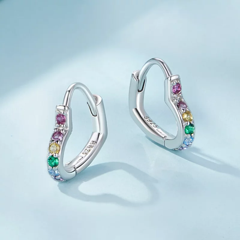 (afbeelding voor) Pandora stijl Regenbooghart Oorringen - SCE1626-CF - Bekijken 3