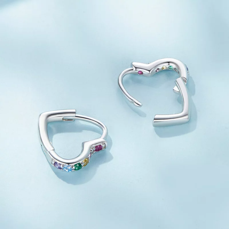 (afbeelding voor) Pandora stijl Regenbooghart Oorringen - SCE1626-CF - Bekijken 4