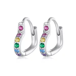 Pandora stijl Regenbooghart Oorringen - SCE1626-CF (afbeelding voor) Pandora stijl Regenbooghart Oorringen - SCE1626-CF