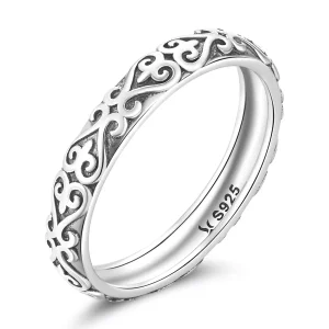 Pandora Stijl Retro Ingedrukt Patroon Ring - SCR776 (afbeelding voor) Pandora Stijl Retro Ingedrukt Patroon Ring - SCR776