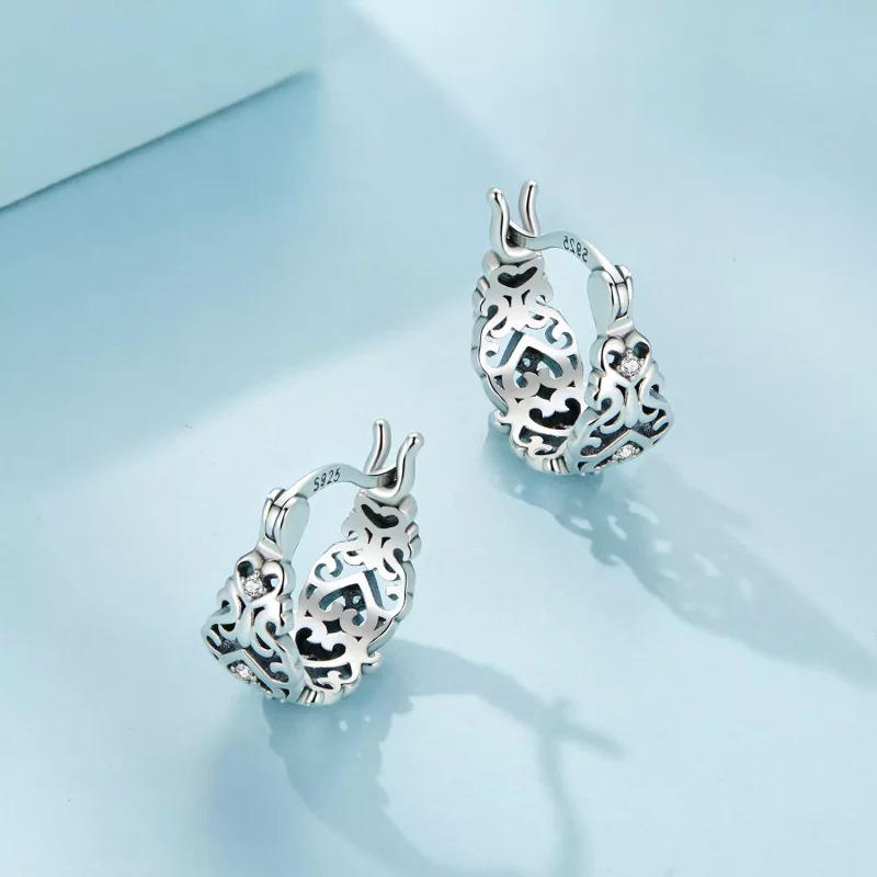 (afbeelding voor) Pandora-stijl Retro Patroon Hoepeloorbellen - SCE1650 - Bekijken 3