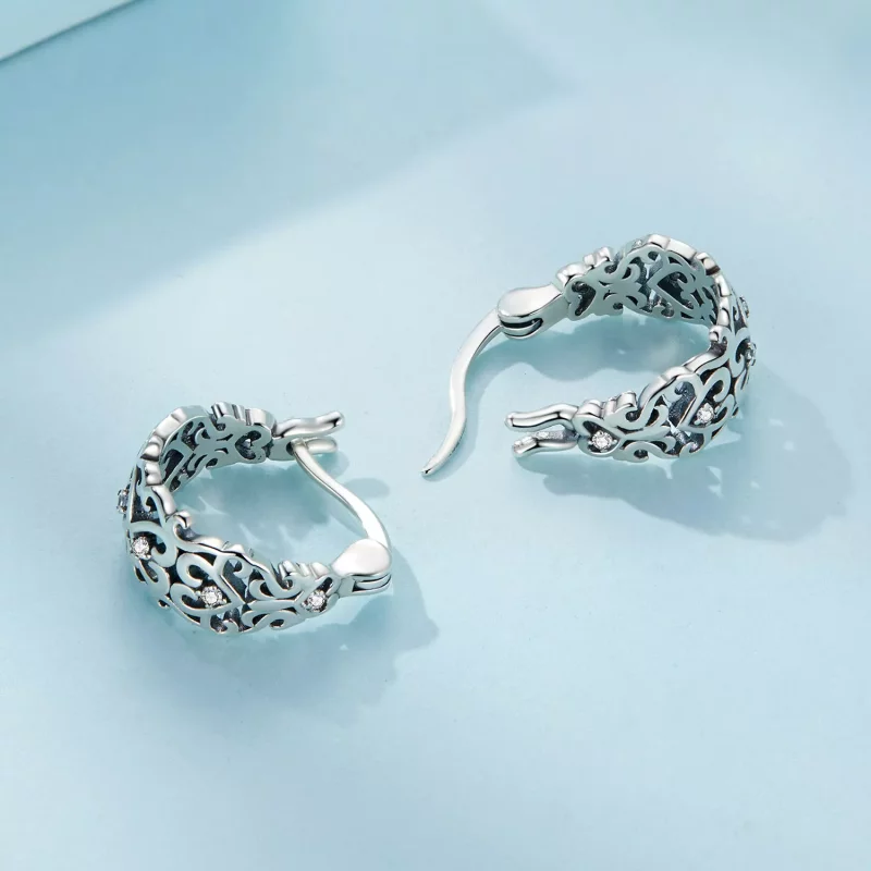 (afbeelding voor) Pandora-stijl Retro Patroon Hoepeloorbellen - SCE1650 - Bekijken 4