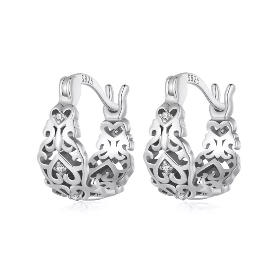 (afbeelding voor) Pandora-stijl Retro Patroon Hoepeloorbellen - SCE1650