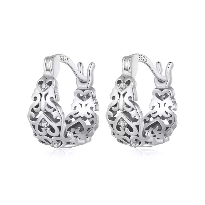 (afbeelding voor) Pandora-stijl Retro Patroon Hoepeloorbellen - SCE1650