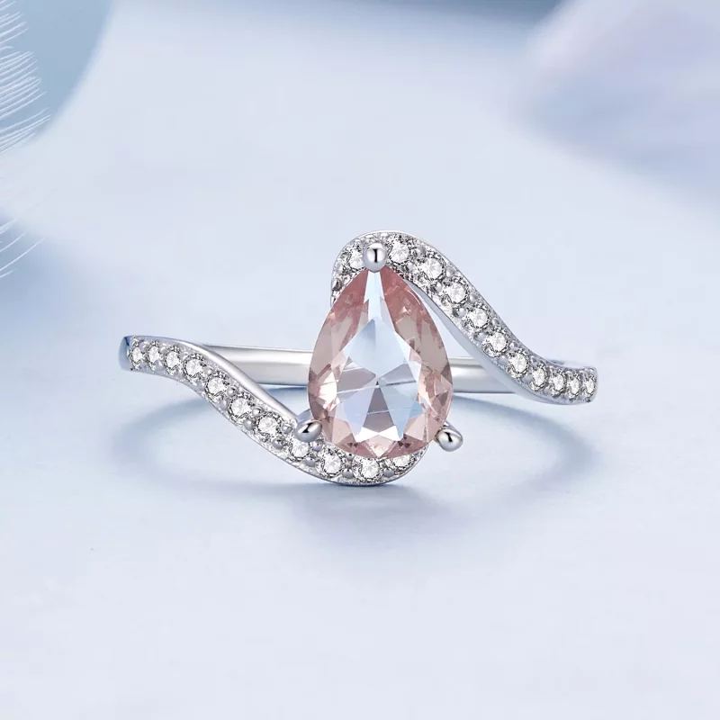 (afbeelding voor) Pandora-stijl ring met peervormige gekleurde steen - BSR480 - Bekijken 4