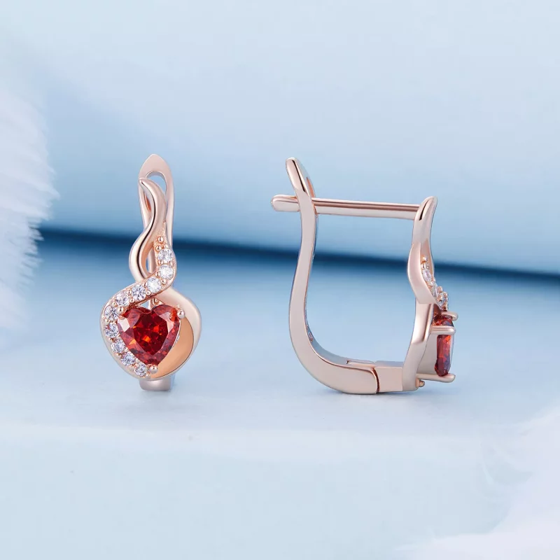(afbeelding voor) Pandora-stijl Rose Gouden Liefdesband Oorringen - BSE815 - Bekijken 2