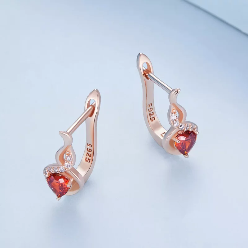 (afbeelding voor) Pandora-stijl Rose Gouden Liefdesband Oorringen - BSE815 - Bekijken 3