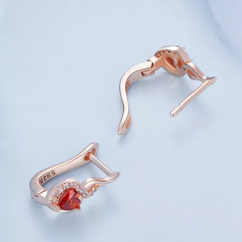 (afbeelding voor) Pandora-stijl Rose Gouden Liefdesband Oorringen - BSE815 - Bekijken 4