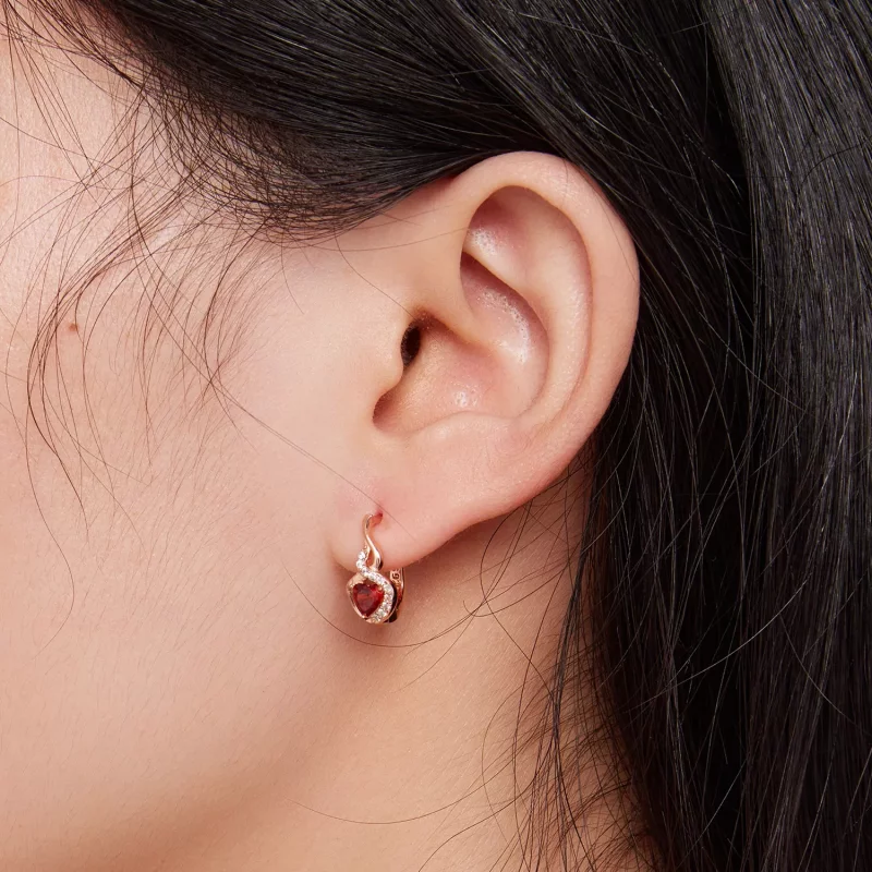 (afbeelding voor) Pandora-stijl Rose Gouden Liefdesband Oorringen - BSE815 - Bekijken 6
