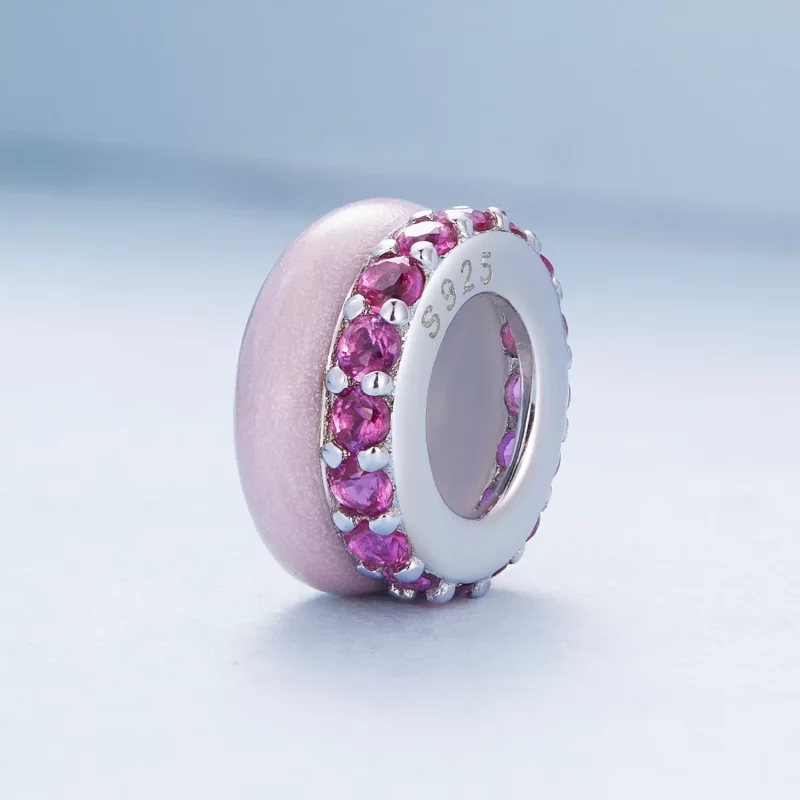 (afbeelding voor) Pandora Stijl Roze Dubbele Laag Silicone Spacer - BSC883-PK - Bekijken 2